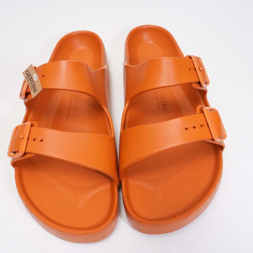 Genuins Sandals Mens 12‎ Orange EVA Double Strap Buckle Slides EU 45 Spain - Picture 6 of 14